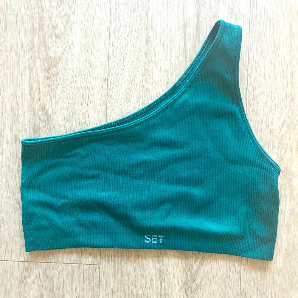 Set active one shoulder bra mojito green size medium